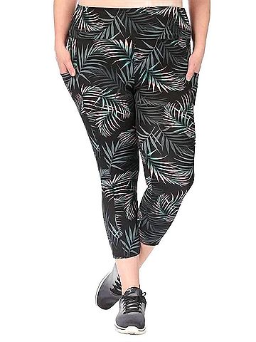 ShoSho Tropical Leaf Workout Capri Pant in Multi (view 2)