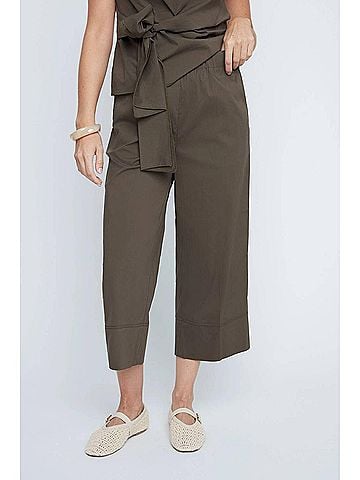 Cyrus Women's Woven Cropped Pants in Khaki (view 2)