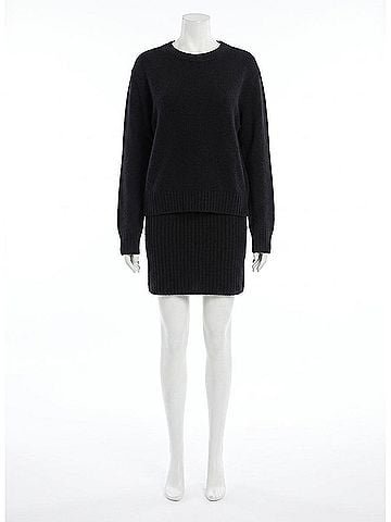 Closed Crew Neck Mini Sweater Dress in Black (view 1)