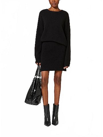 Closed Crew Neck Mini Sweater Dress in Black (view 2)