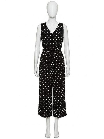 Peter Nygard Polkadot Sleeveless Jumpsuit in Black White (view 1)