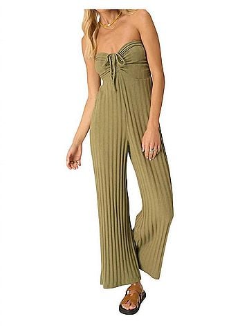 Project Social T Marseille Strapless Rib Jumpsuit in Sea Kelp (view 2)