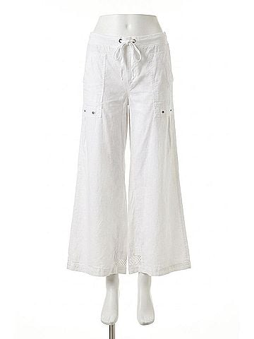 XCVI Roel Poplin Mesh Gaucho Crop Pants in White (view 1)