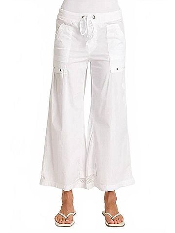 XCVI Roel Poplin Mesh Gaucho Crop Pants in White (view 2)