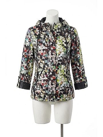 Angel Mosaic Hooded Rain Jacket in Black Multi (view 1)