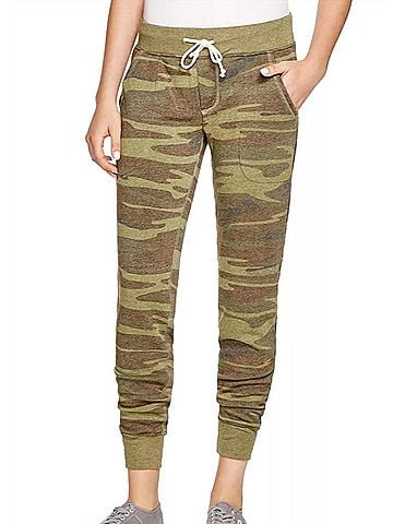 ALTERNATIVE Printed Fleece Jogger Pants in Green Camo (view 2)
