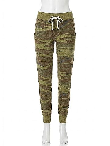 ALTERNATIVE Printed Fleece Jogger Pants in Green Camo (view 1)