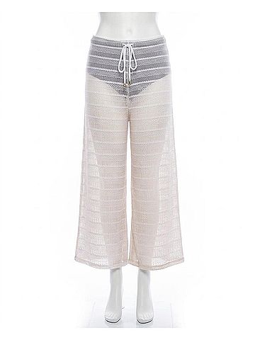 Jordan Taylor Arrow Chevron Textured Tie Front Pants - Plus in White (view 1)