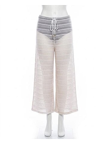 Jordan Taylor Arrow Chevron Textured Tie Front Pants - Plus in White (view 1)