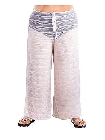 Jordan Taylor Arrow Chevron Textured Tie Front Pants - Plus in White (view 2)