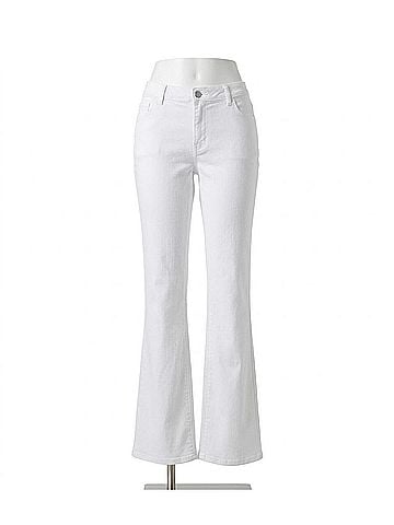 Roaman's Women's Bootcut 5 Pocket Stretch Jeans in White (view 1)