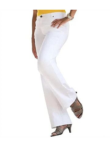 Roaman's Women's Bootcut 5 Pocket Stretch Jeans in White (view 2)