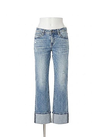 Bayeas Flora Mid Rise Straight Cuffed Denim Jeans in Stellar (view 1)