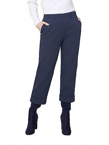 Renuar Herringbone Crop Pant in Oxford (view 2)