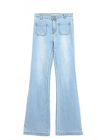 Q2 Skinny Flare Jeans With Front Pockets in Blue (view 1)