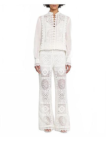 Zimmermann Aster Embroidered Pants in Ivory (view 2)