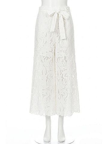 Frank Lyman Design High-Waisted Floral Trousers in White (view 1)