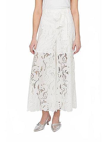 Frank Lyman Design High-Waisted Floral Trousers in White (view 2)