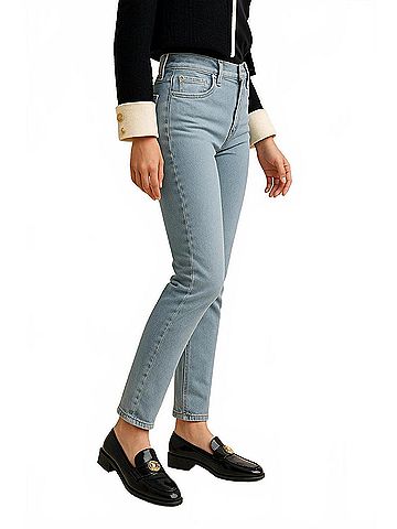 Acne Studios Mid-Rise Jeans in Washed Blue (view 2)