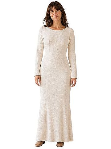 Mara Hoffman Textured Cream Long-Sleeve Maxi Dress Casual Dress (view 1)