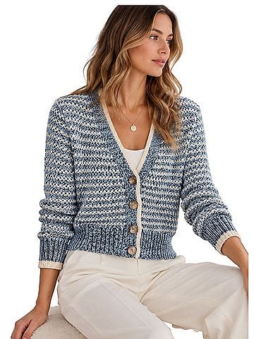 Veronica Beard Ansonia Stripe Cotton Cardigan (view 1)