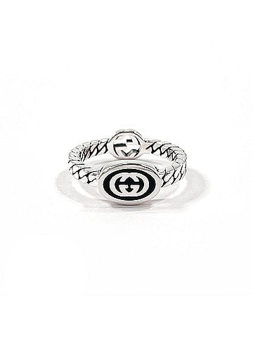 Gucci GUCCI Interlocking G Slim Ring, Sterling Silver 925/Enamelcm, Silver, Women's (view 1)