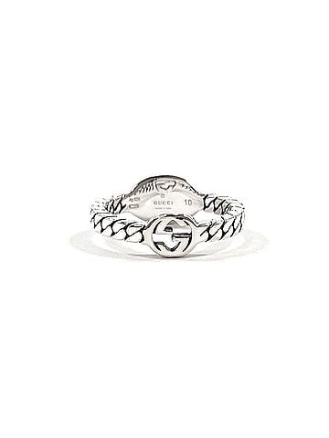 Gucci GUCCI Interlocking G Slim Ring, Sterling Silver 925/Enamelcm, Silver, Women's (view 2)