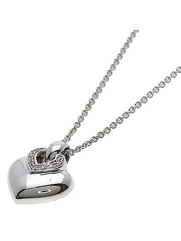Bvlgari Bulgari Doppio Cuore Diamond Necklace, 18K White Gold, Women's, BVLGARI (view 1)