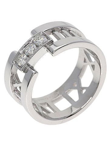 Tiffany & Co. Tiffany &amp; Co. Atlas 3-Diamond Ring, 18K White Gold, Women's. (view 2)