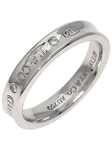 Tiffany & Co. Tiffany &amp; Co. 1837 Narrow 2-Diamond Ring, 18K White Gold, Women's. (view 2)