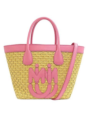 Miu Miu Miu Miu Miu x MM Paris Collaboration 2-Way Handbag, Raffia, Women's MIUMIU (view 1)