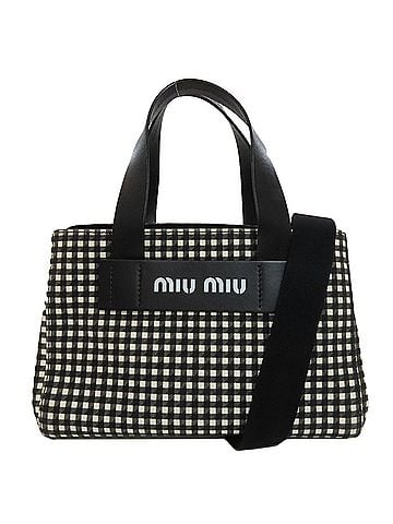 Miu Miu Miu Miu Miu Gingham Check 2-Way Handbag, Canvas, Women's MIUMIU (view 1)