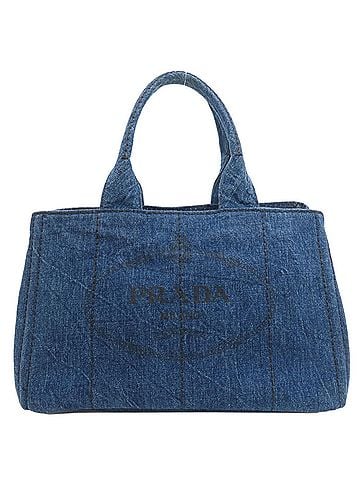 Prada Prada Canapa Tote Bag Denim Women's PRADA (view 1)