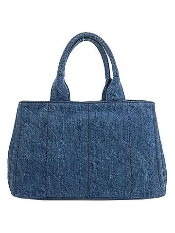 Prada Prada Canapa Tote Bag Denim Women's PRADA (view 2)