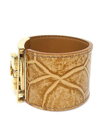 Salvatore Ferragamo Salvatore Ferragamo bracelet, Gancini pattern, embossed leather, brown/gold, women's, 56865a (view 2)