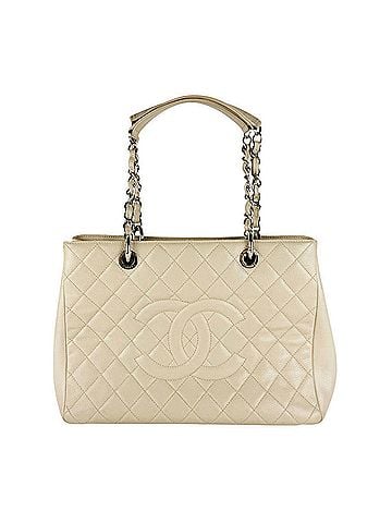 Chanel Chanel CHANEL Tote Bag Shoulder GST Caviar Skin Leather Greige Silver Women's z11102 (view 1)