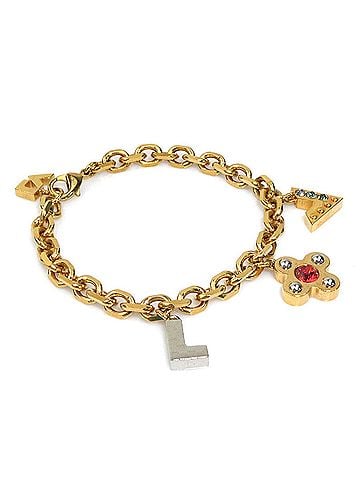 Louis Vuitton Louis Vuitton LOUIS VUITTON Bracelet, Love Letters Chain Metal, Gold, Silver, Women's, M66802 56864a (view 2)
