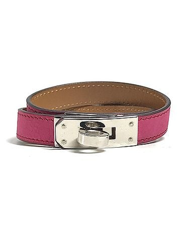Hermès HERMES Kelly Double Tour Bracelet Bangle Accessory Leather Men's Women's Pink (view 1)