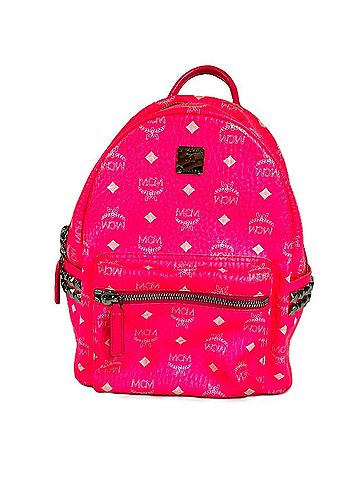 MCM MCM (MCM) All-over logo Visetos studded bag/backpack/rucksack, leather, men's/women's, pink. (view 1)