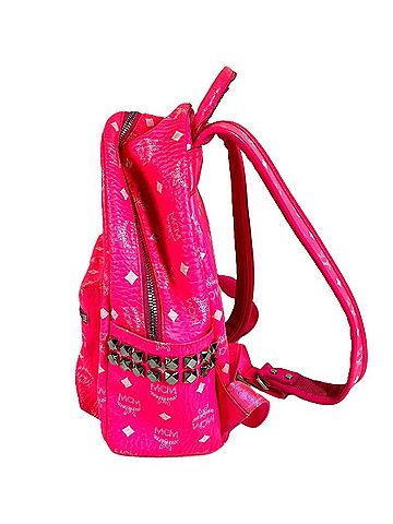 MCM MCM (MCM) All-over logo Visetos studded bag/backpack/rucksack, leather, men's/women's, pink. (view 2)
