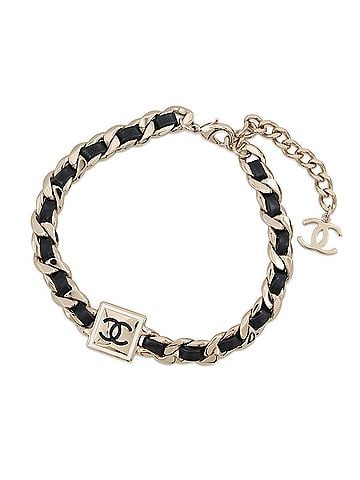 Chanel Chanel choker, Coco Mark, metal, leather, B21B; CHANEL necklace; choker; NECKLACE (view 1)