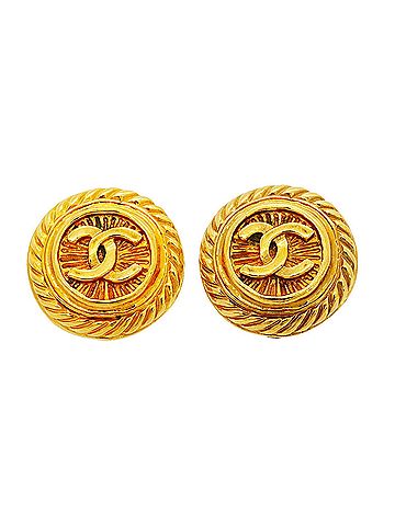 Chanel Chanel Earrings, Coco Mark Circle, GP Plated Gold, Women's (view 1)