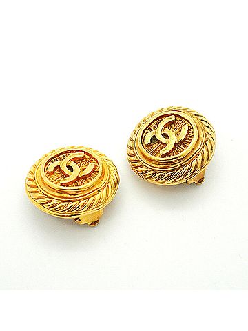 Chanel Chanel Earrings, Coco Mark Circle, GP Plated Gold, Women's (view 2)