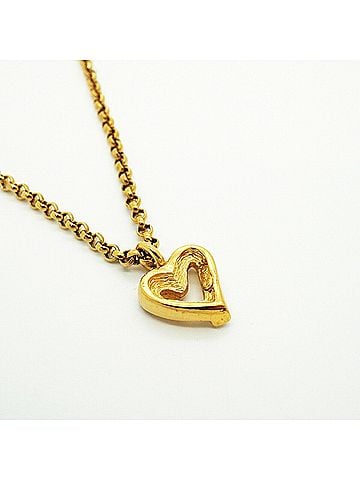 Christian Dior Christian Dior Necklace, Heart Motif, GP Plated, Rhinestone, Gold, Women's (view 2)