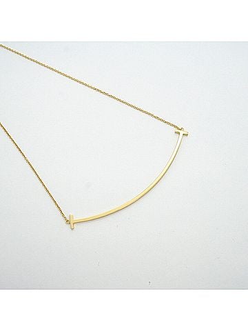 Tiffany & Co. Tiffany &amp; Co. T Smile Large 18K Yellow Gold Necklace for Women (view 2)