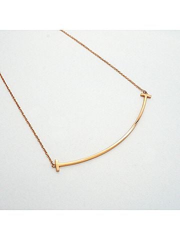 Tiffany & Co. Tiffany &amp; Co. T Smile Large Necklace, 18K Pink Gold, Women's (view 2)