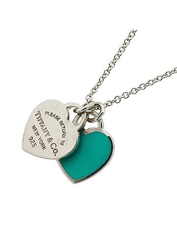 Tiffany & Co. Tiffany &amp; Co. Double Return to Heart Necklace, Sterling Silver 925, Blue, Women's (view 1)