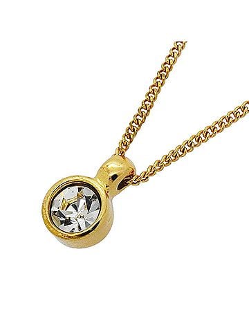 Christian Dior Christian Dior Necklace, GP Plated, Rhinestone, Gold, Women's (view 1)