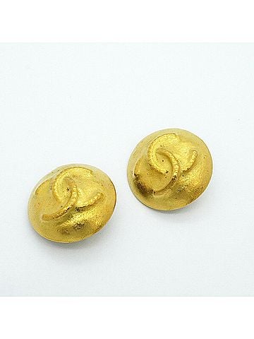 Chanel Chanel Earrings, Coco Mark Circle, GP Plated Gold, Women's (view 2)