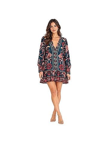 FARM Rio Seashell Tapestry Teal Casual Dress (view 1)